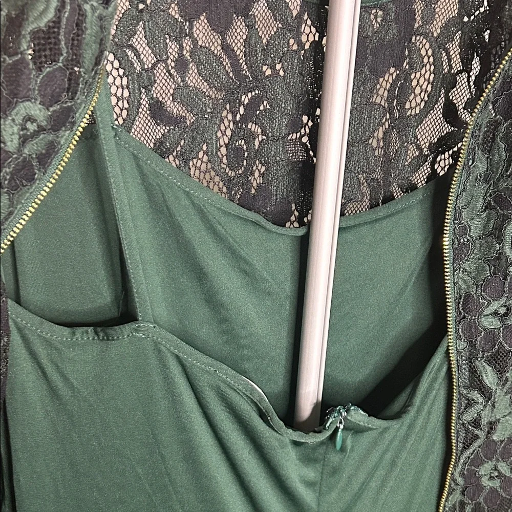 Calvin Klein Forest Green Lace Midi Dress with Slip - Picture 12 of 13